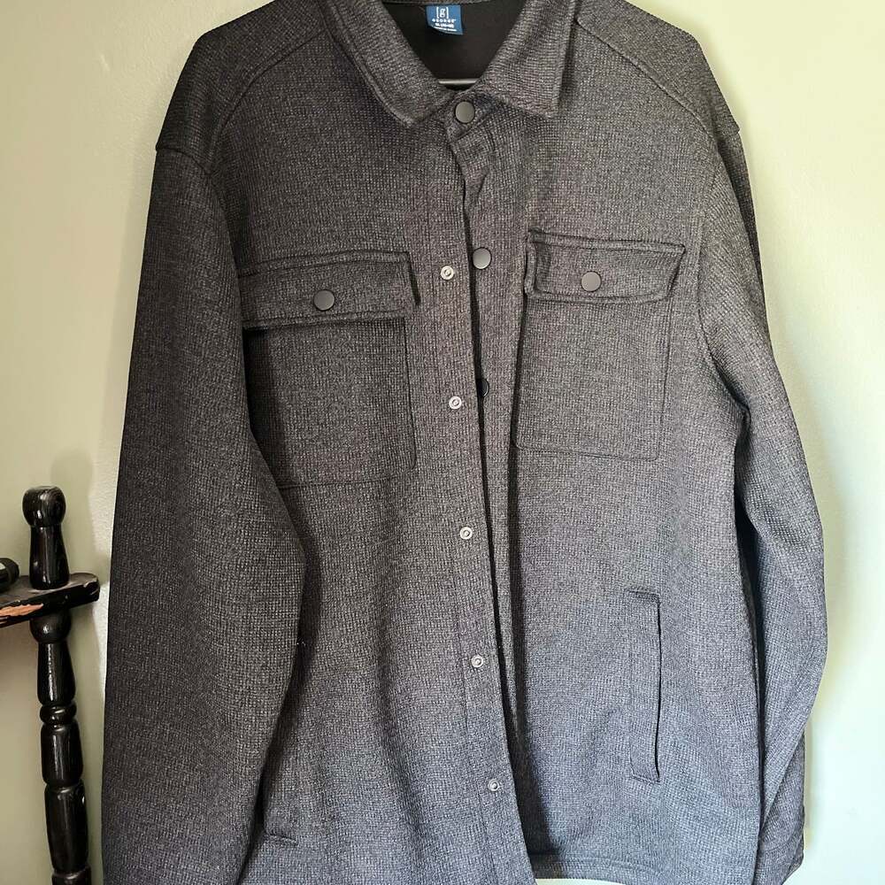GEORGE KNIT FLEECE JACKET MENS SIZE XLARGE XL BLACK SWEATER SWEATSHIRT LINNING